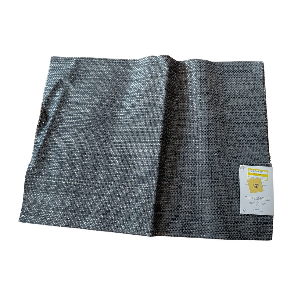 Threshold Placemat Home 14x19 Charcoal Gold NWT Woven Vinyl Metallic Basketweave